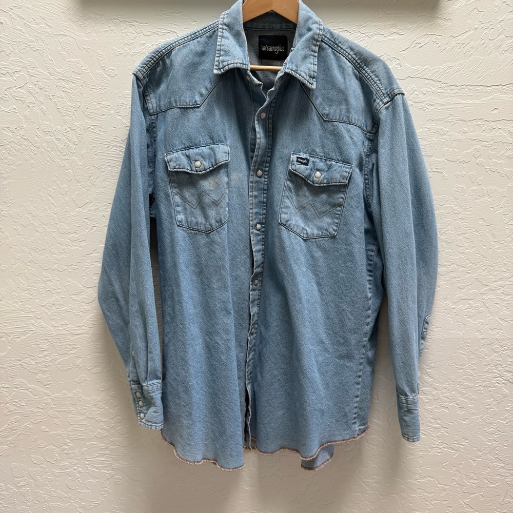 Wrangler Shacket Shirt Jacket 2XL  Men’s Denim pearl snaps collard button down